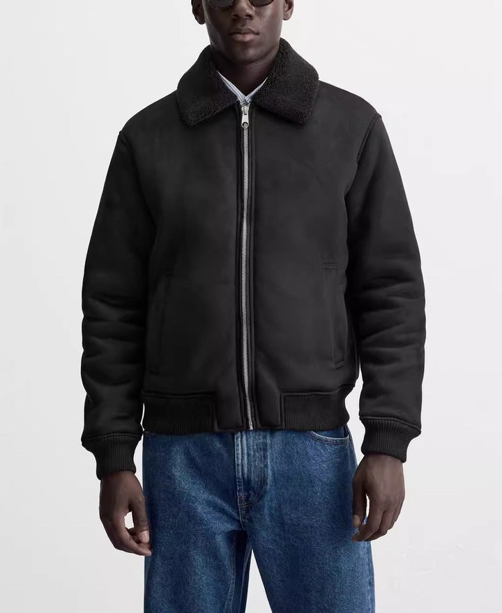 Men's bomber jacket with teddy collar and zipper Amarae