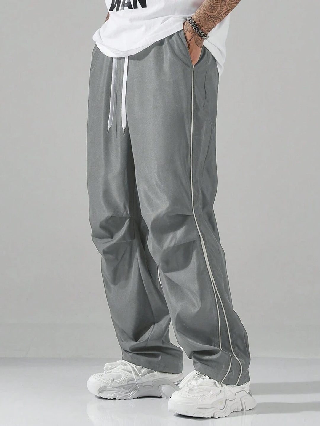 Lune London men's athletic leisure pants with side piping