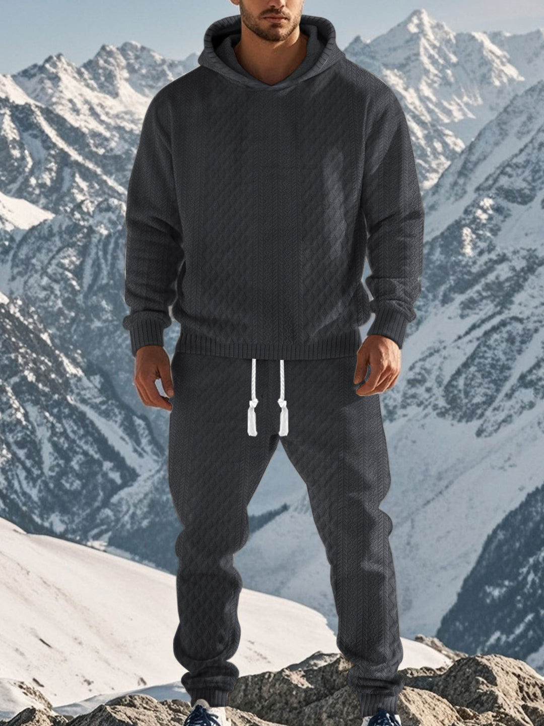 Lune London textured design men's hoodie and jogger pants set