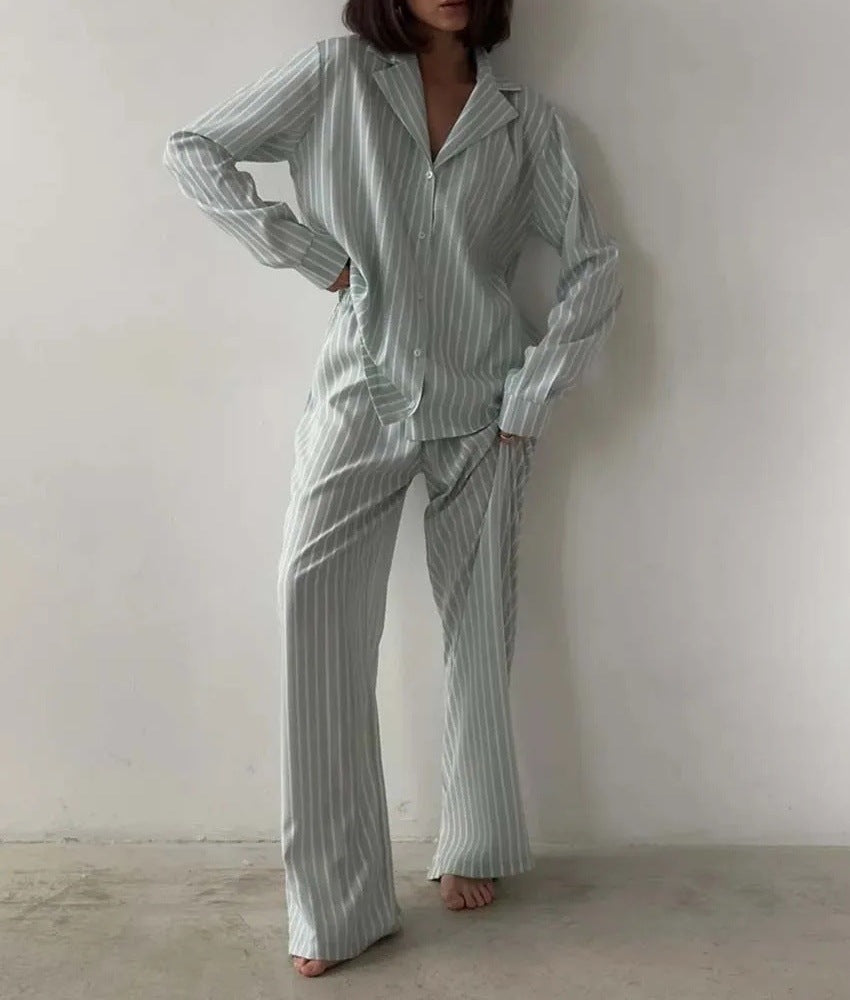 Ladies Luxurious Chic Striped Pajama Set