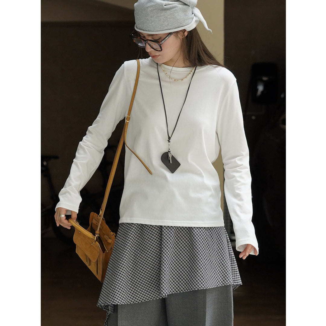 Women long sleeve shirt made of lightweight jersey with round neck Amarae