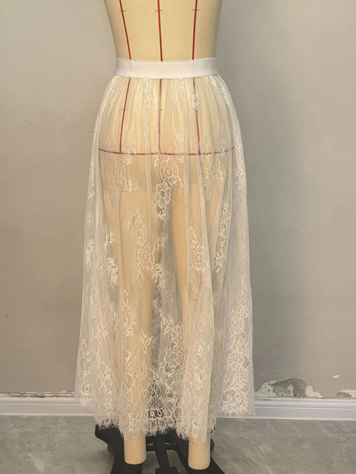 Women Elegant Lace Maxi Skirts with High Waist Lune London