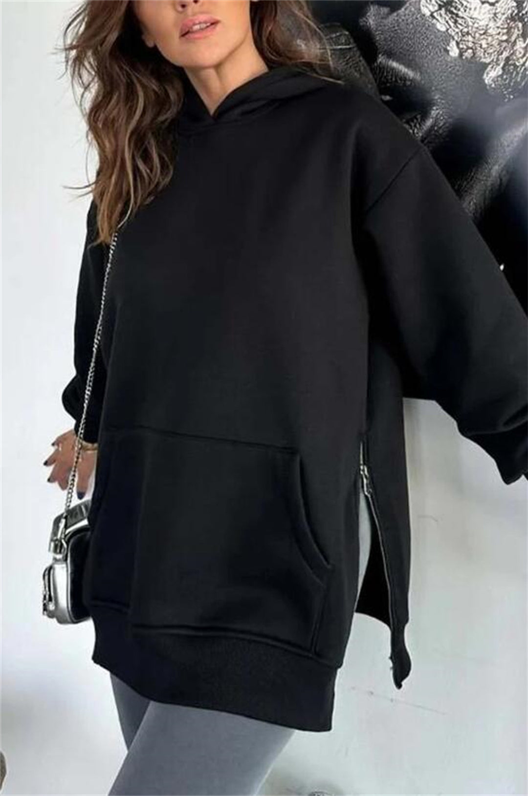 Women's Oversized Hoodie with Side Zips and Universal Fit Lune London