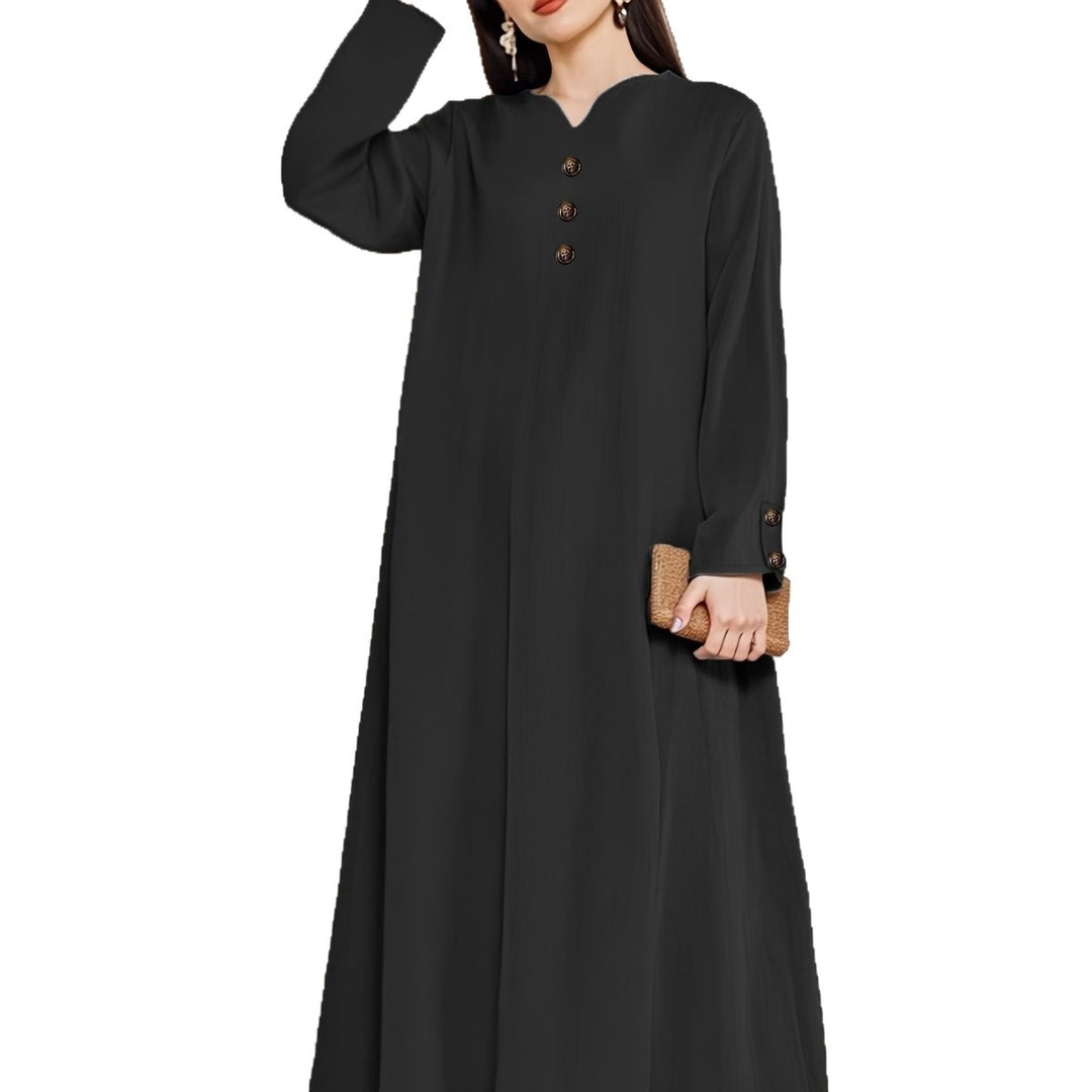 Maxi dress for women with an elegant button placket Lune London