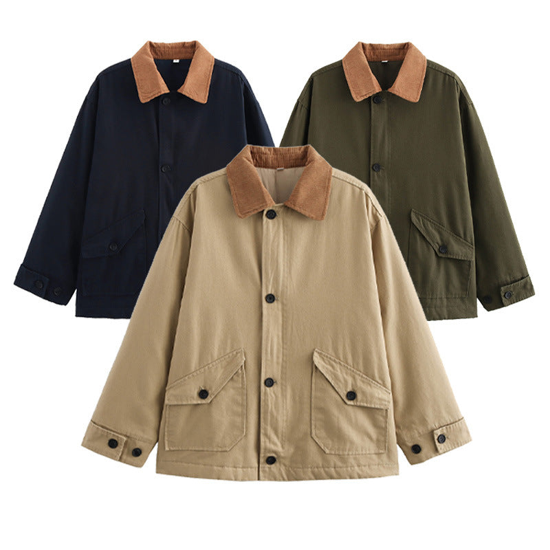 Transitional jacket for women with corduroy collar and practical pockets Lune London