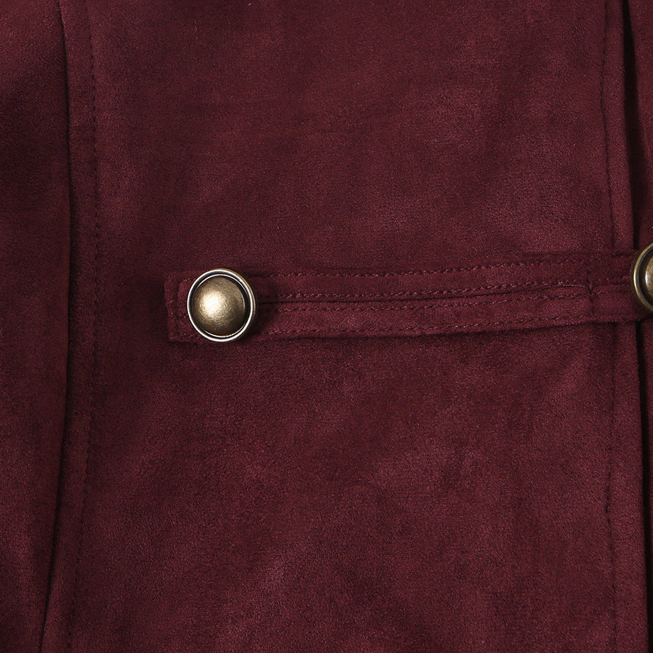 Ladies tailored parade jacket made of velvet imitation with high button placket and shoulder patches Amarae