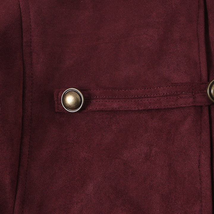 Ladies tailored parade jacket made of velvet imitation with high button placket and shoulder patches Amarae