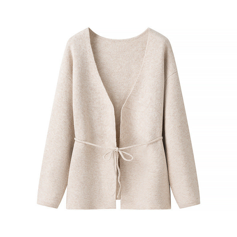 Women wide vest with tie at the waist and loose V-neck Lune London