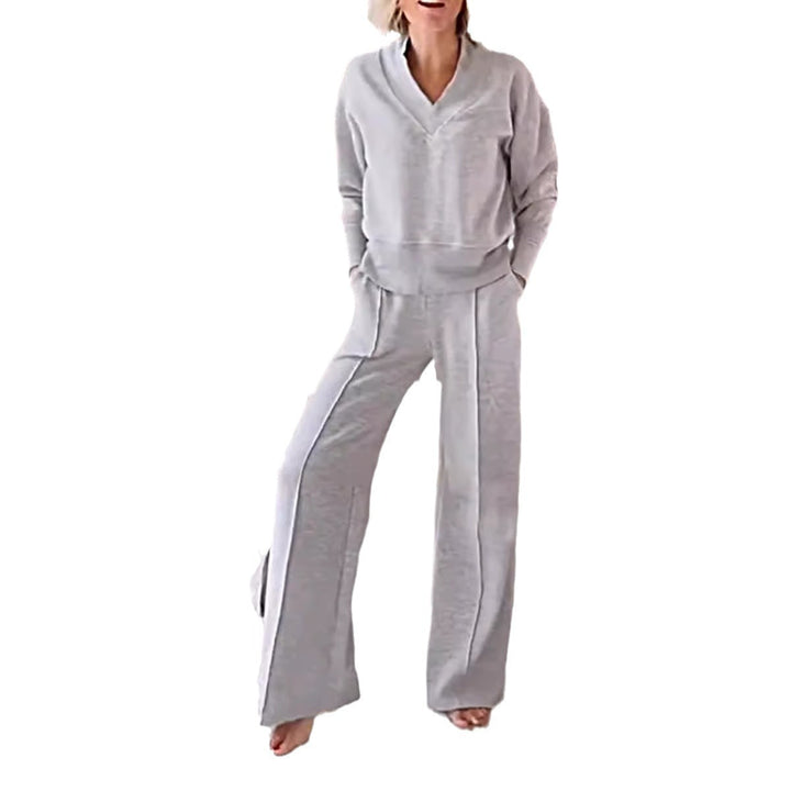 Ensemble de vêtements de loisirs confortables pour femmes avec col en V et coupe ample Chic & Stil