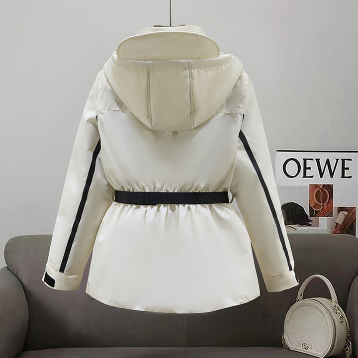 Ladies insulated parka with practical belt at the waist and large pockets Lune London