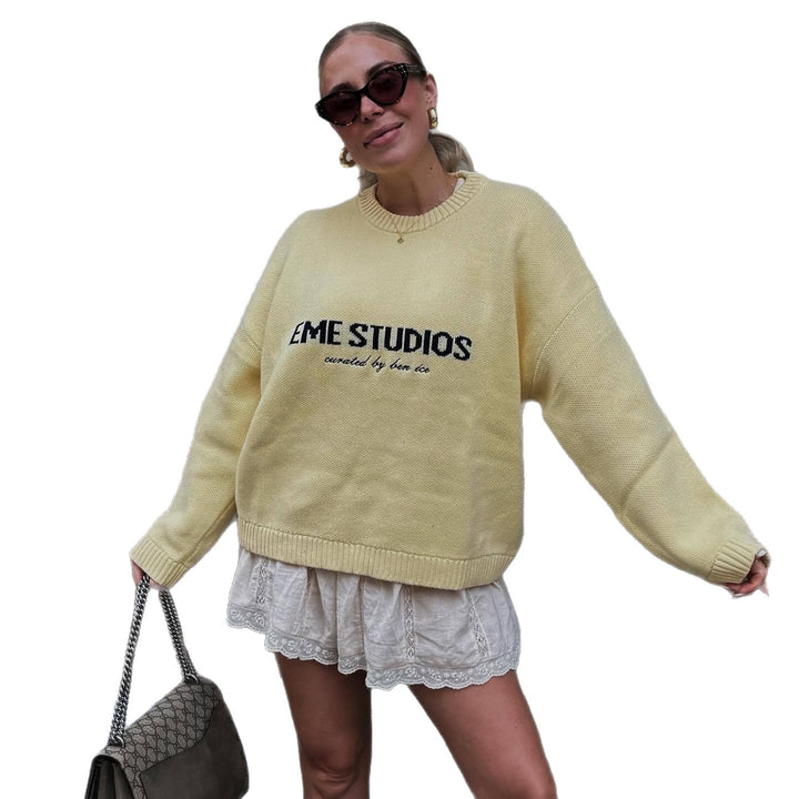 Ladies Oversized Sweater with Creative Inscription Lune London