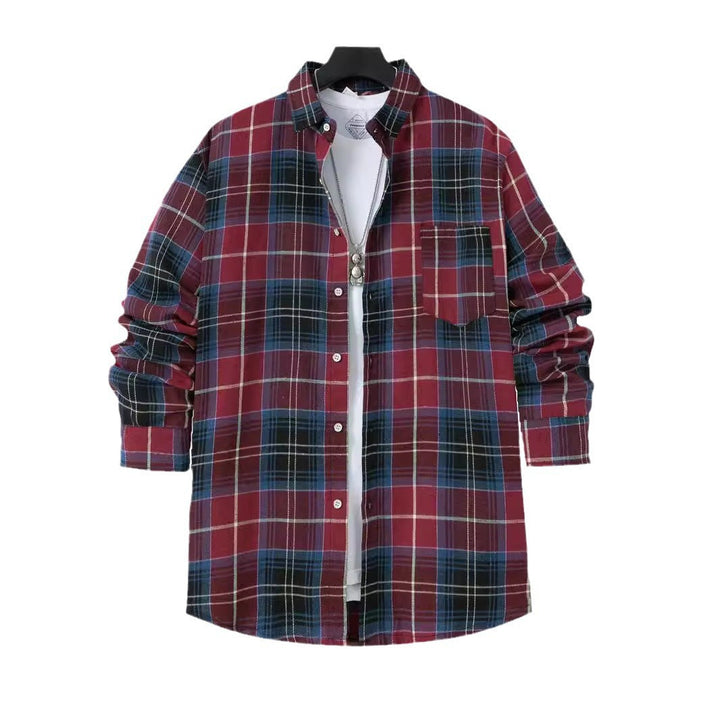 Plaid shirt for men with modern details and a practical chest pocket Lune London