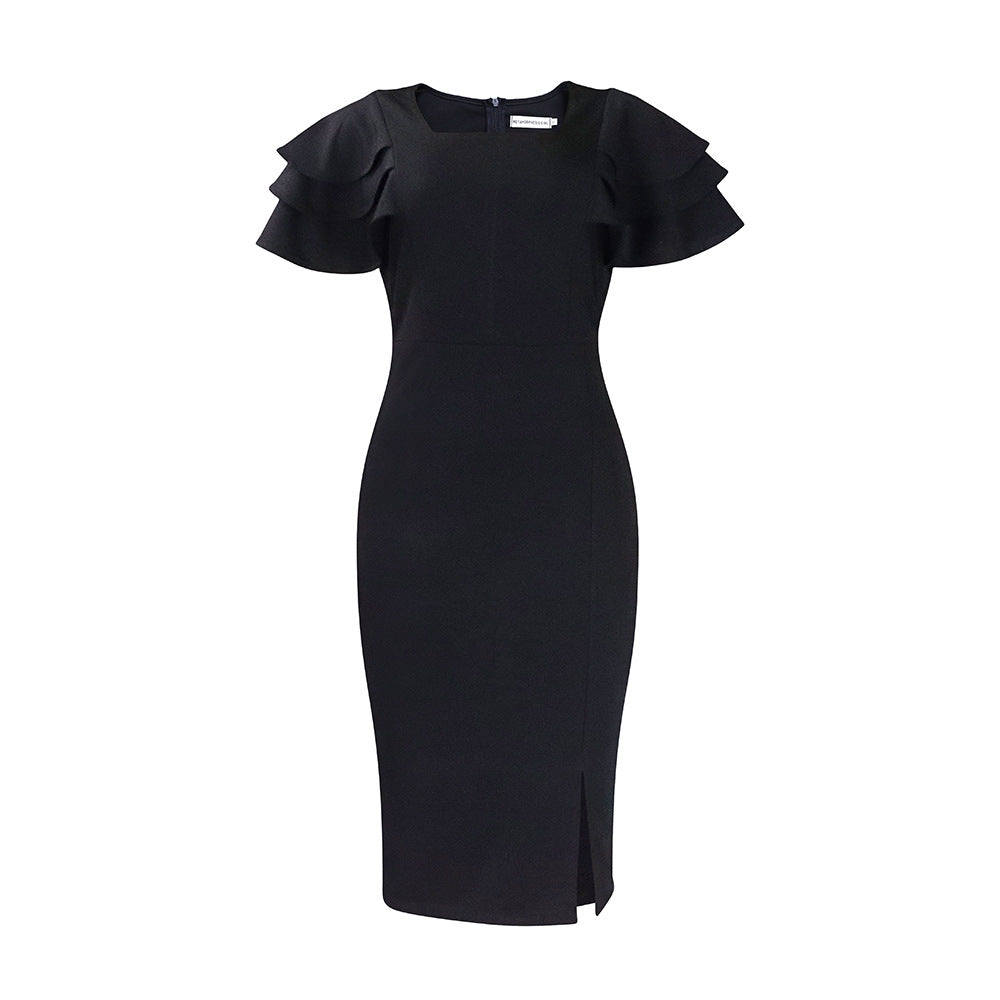 Women's midi dress with elegant ruffled details Lune London