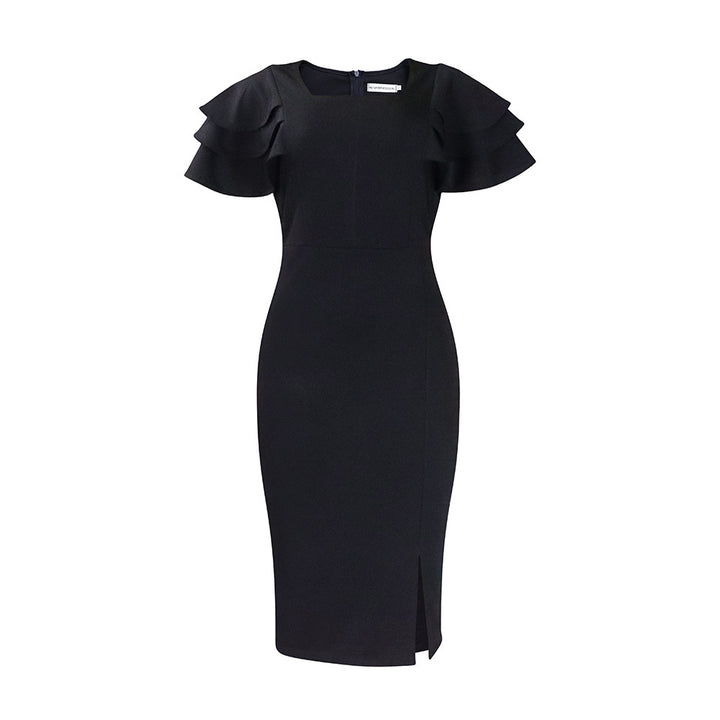 Women's midi dress with elegant ruffled details Lune London