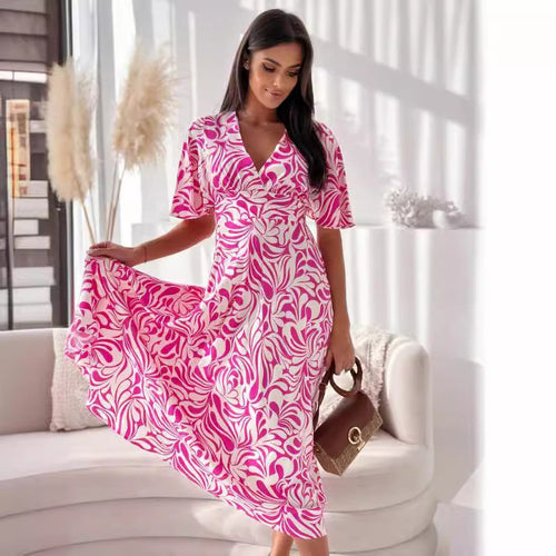 Ladies Elegant High Slit Floral Wrap Dress Amarae