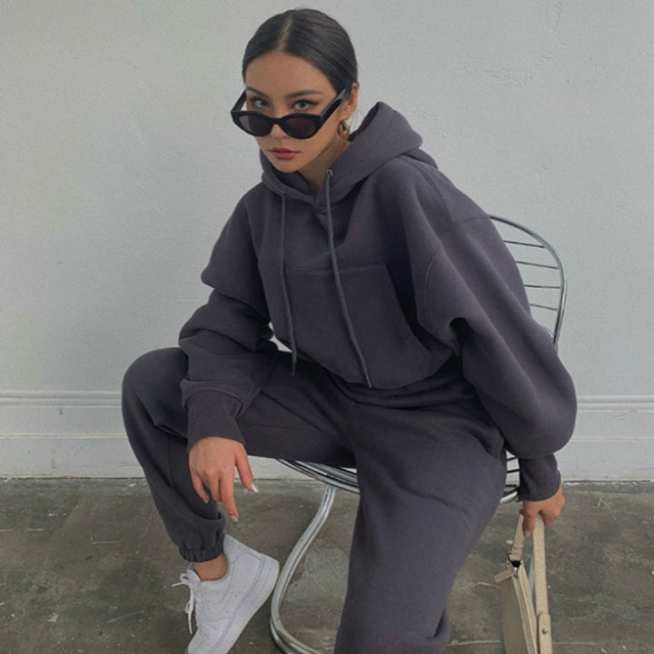 Women Comfortable Hooded Sweater with Relaxed Fit and Practical Pockets Lune London