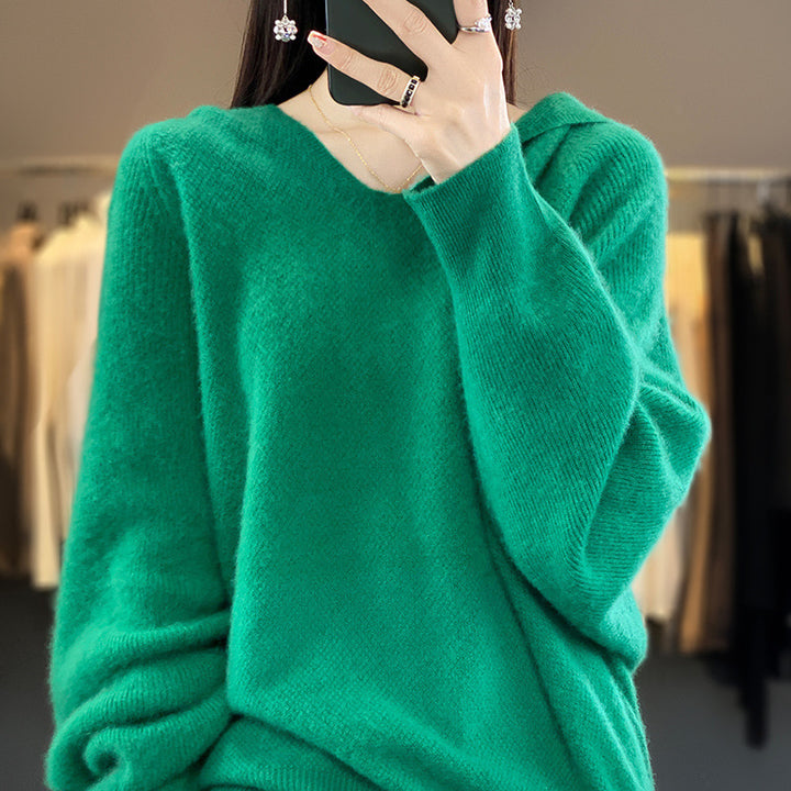 Pull décontracté pour femmes avec des manches volumineuses et un col en V Chic & Stil