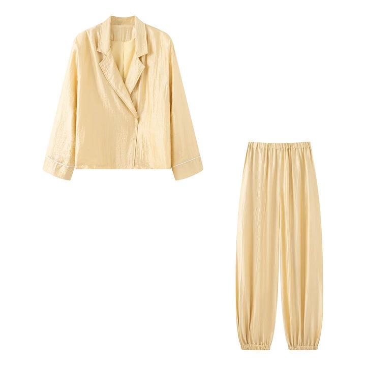 Ladies Two-Piece Lounge Set with Blazer Jacket and Elastic Waist Pants Amarae