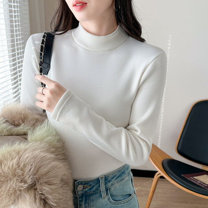 Ladies fashionable long sleeve top with stand-up collar Chic & Stil