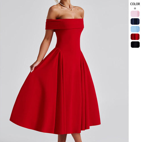 Women's Elegant Evening Dress with Strapless Design and Voluminous Skirt Amarae