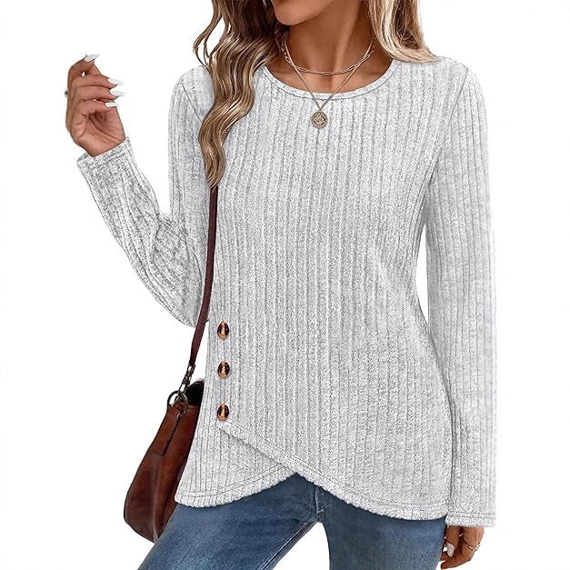 Dames haut tendance et décontracté avec détails de bouton Chic & Stil