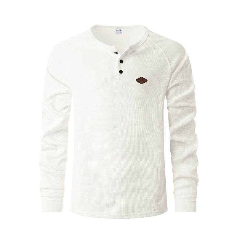 Men's long-sleeve Henley shirt with textured surface Amarae