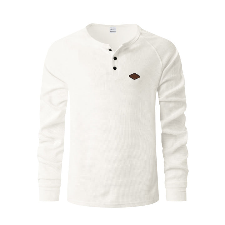 Men's long-sleeve Henley shirt with textured surface Amarae