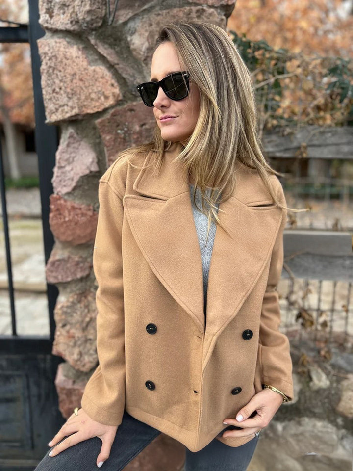 Ladies classic wool double-breasted coat Lune London