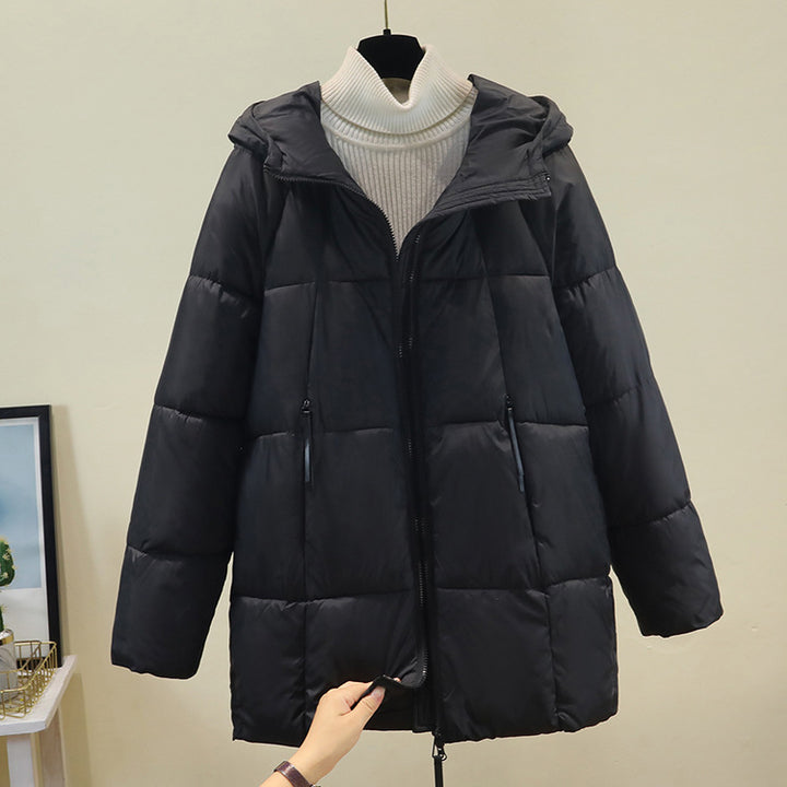 Ladies comfortable and stylish padded jacket with hood and practical zip pockets Lune London