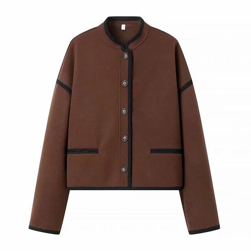 Veste de mode femme avec détails de boutons élégants et coutures contrastées Chic & Stil