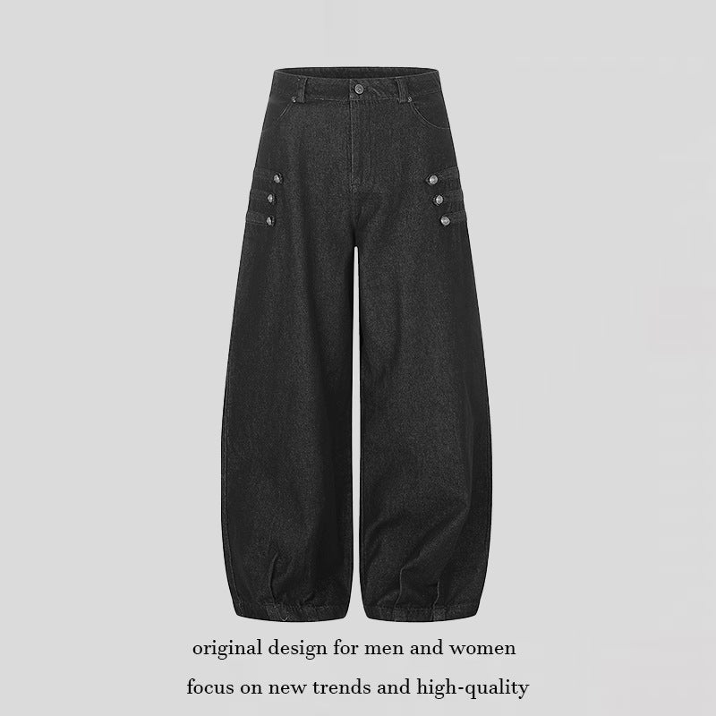 Women High-Waisted Balloon Culotte Jeans with Elastic Hem Amarae