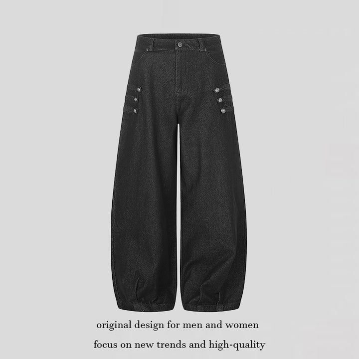 Women High-Waisted Balloon Culotte Jeans with Elastic Hem Amarae