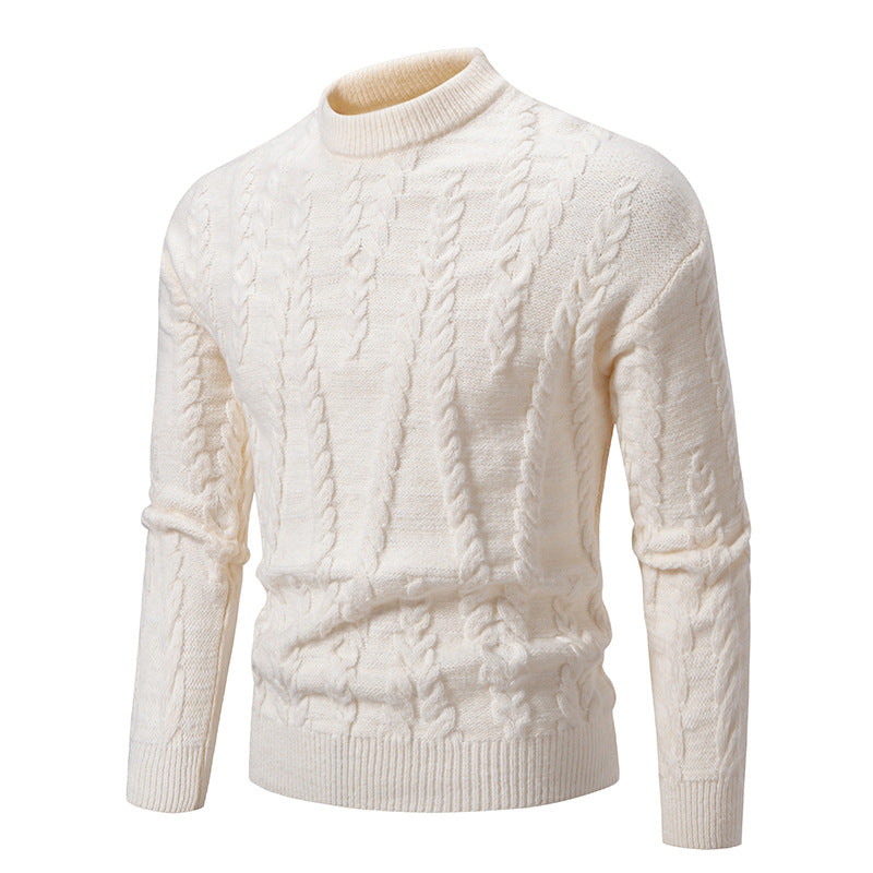 Knit sweater for men with classic twisted design and high collar Lune London