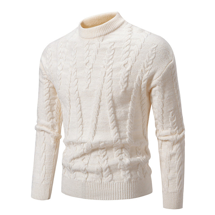 Knit sweater for men with classic twisted design and high collar Lune London