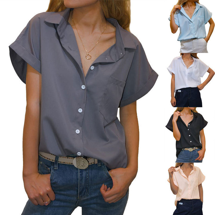 Women short blouse with elegantly cut short sleeves Lune London