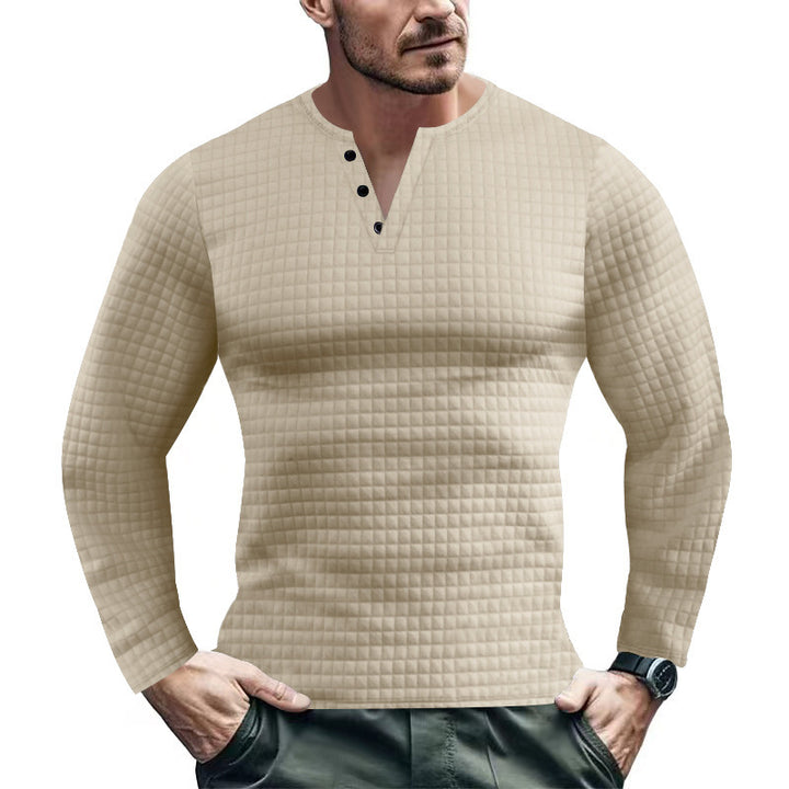 Men's Long Sleeve Shirt with Textured Check Pattern Amarae