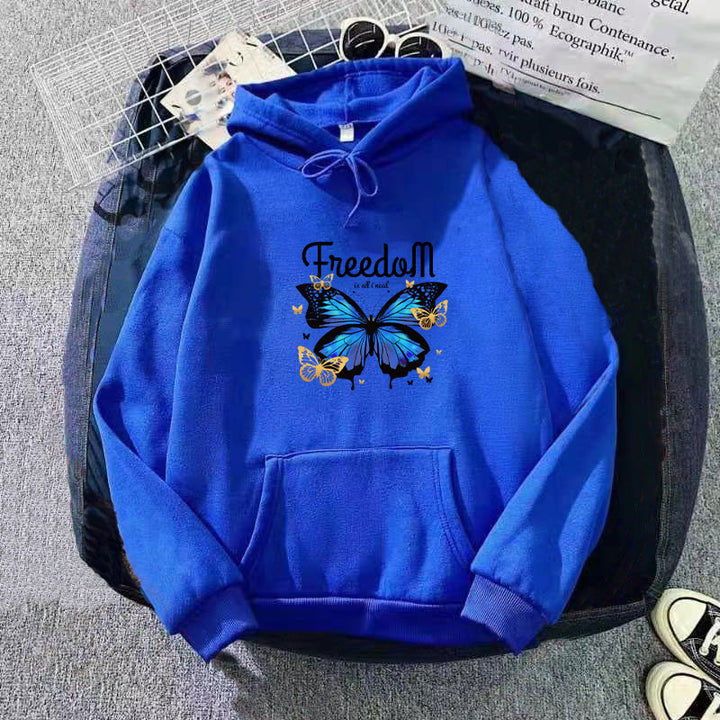 Ladies hooded sweatshirt with artistic butterfly design Chic & Stil