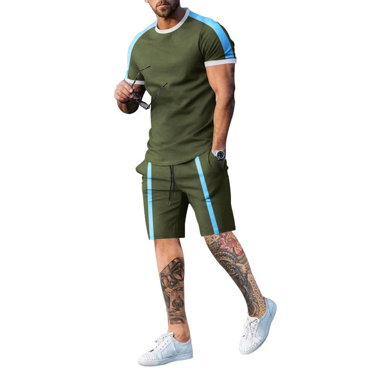 Shorts and short sleeve t-shirt set for men with contrasting stripes Lune London