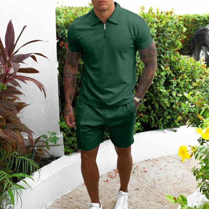 Men's Comfortable Chic Polo and Leisure Shorts Set