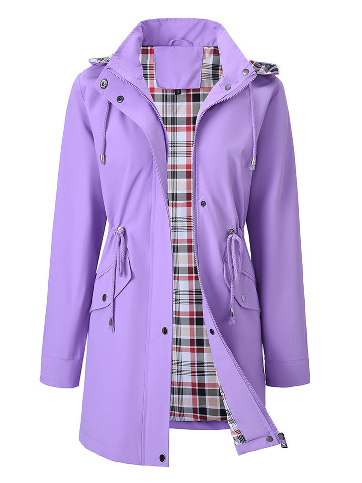 Veste de transition pour femmes avec taille ajustable et motif à carreaux invitant Chic & Stil