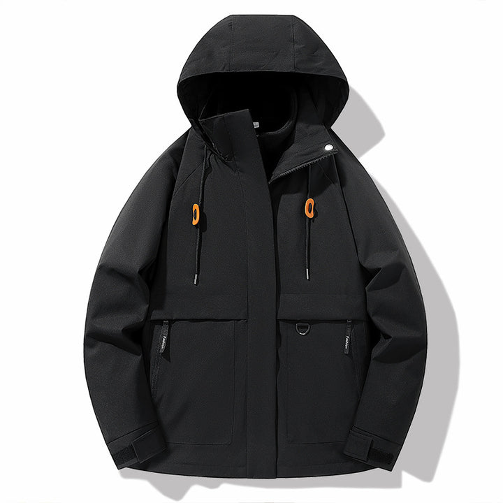 Functional jacket for men with adjustable hood and practical pockets Lune London