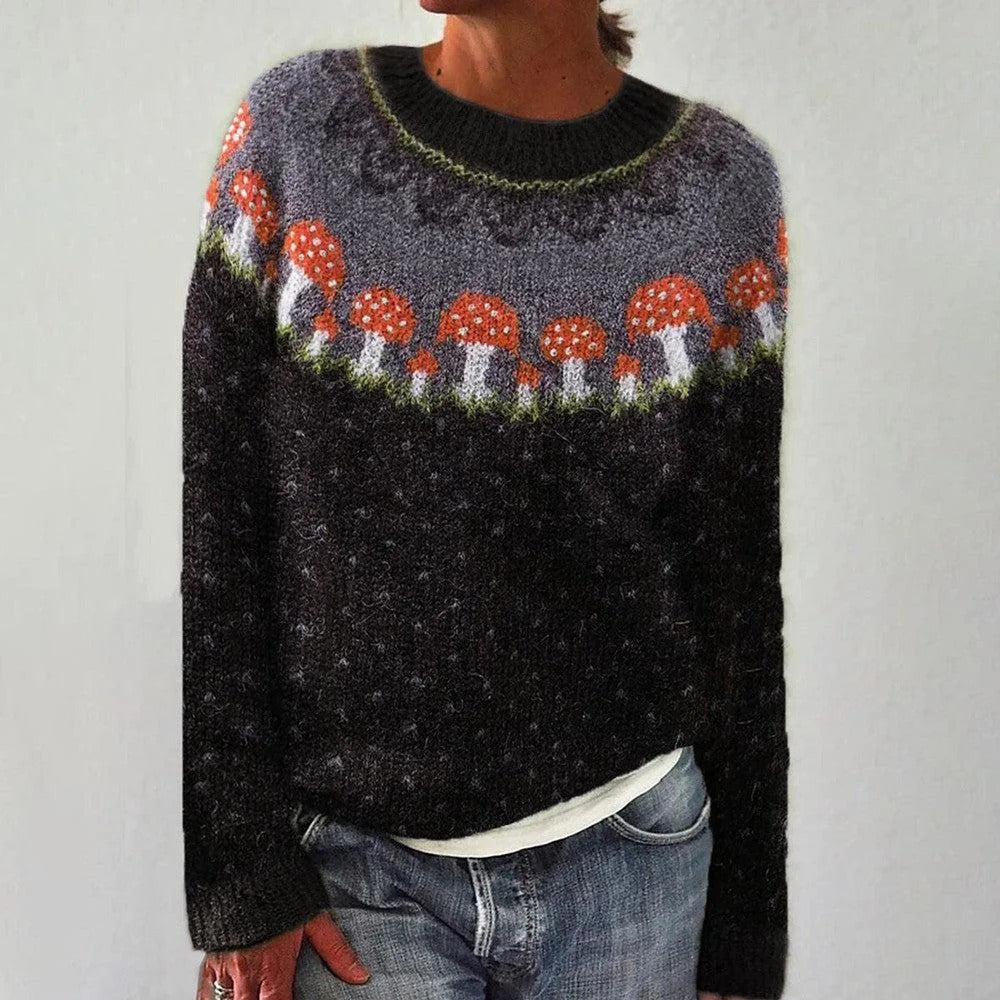 Pull femme confortable avec motif de paysage vibrant Chic & Stil