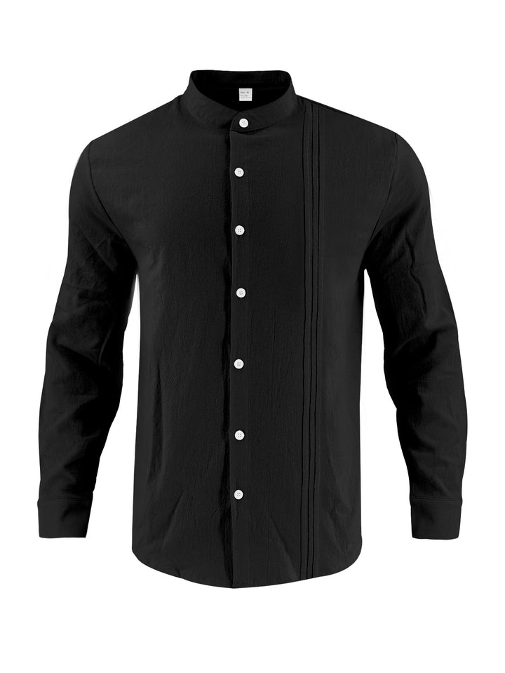 Trendy long-sleeve shirt for men with textured surface and innovative high collar Lune London