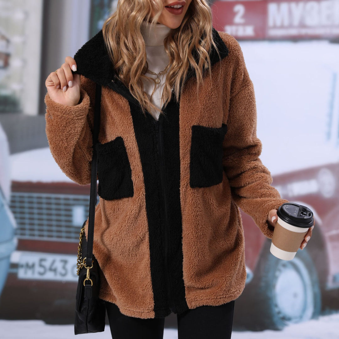 Ladies Cozy Fleece Jacket with Contrasting Pockets Amarae