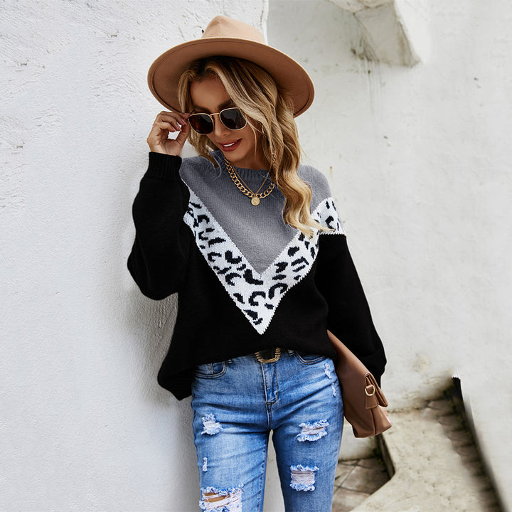 Sweater féminin à la mode avec col en V et design animal Chic & Stil