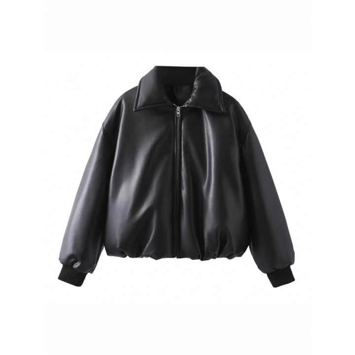Boxy casual jacket for women in soft faux leather with elastic waistband Lune London