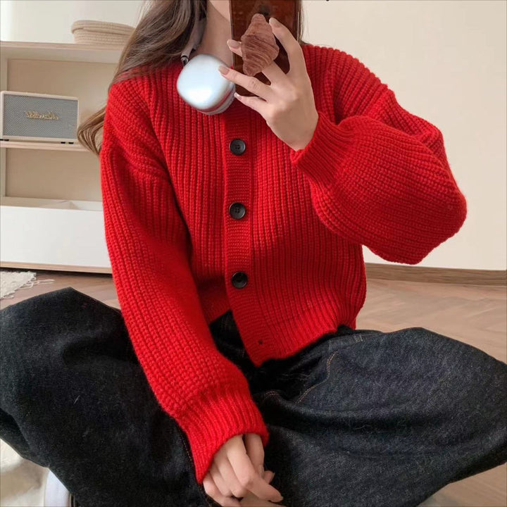 Ladies soft knit cardigan with stylish button details Lune London