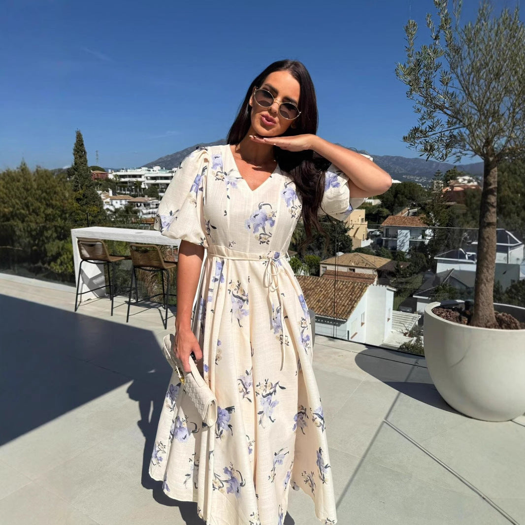 Maxi flower dress for women with puff sleeves Lune London