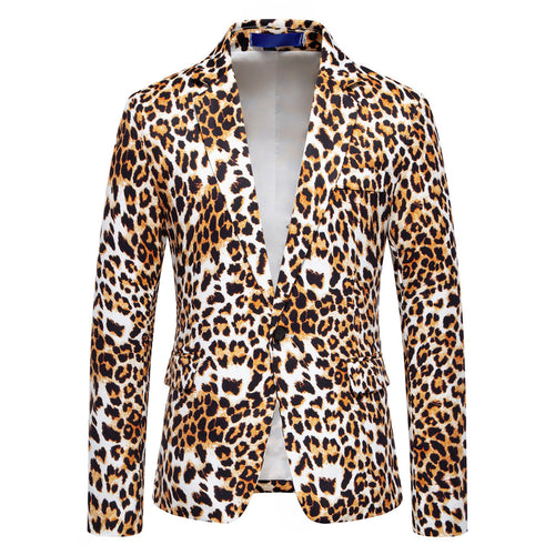 Elegant men's suit blazer with a striking leopard pattern Amarae