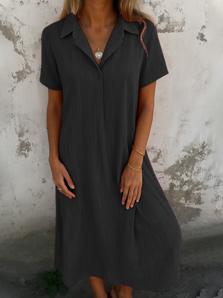 Casual maxi dress for women with collar and short sleeves Lune London